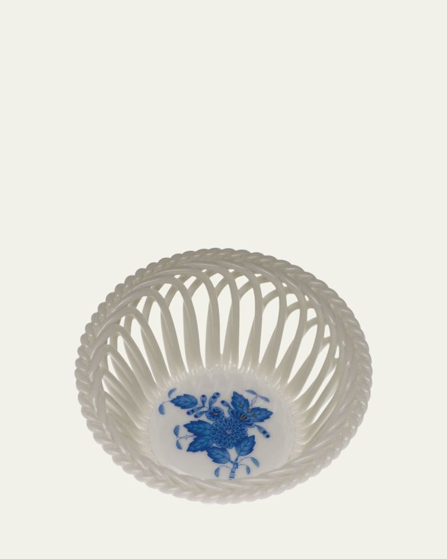 Chinese Bouquet Blue Small Openwork Basket